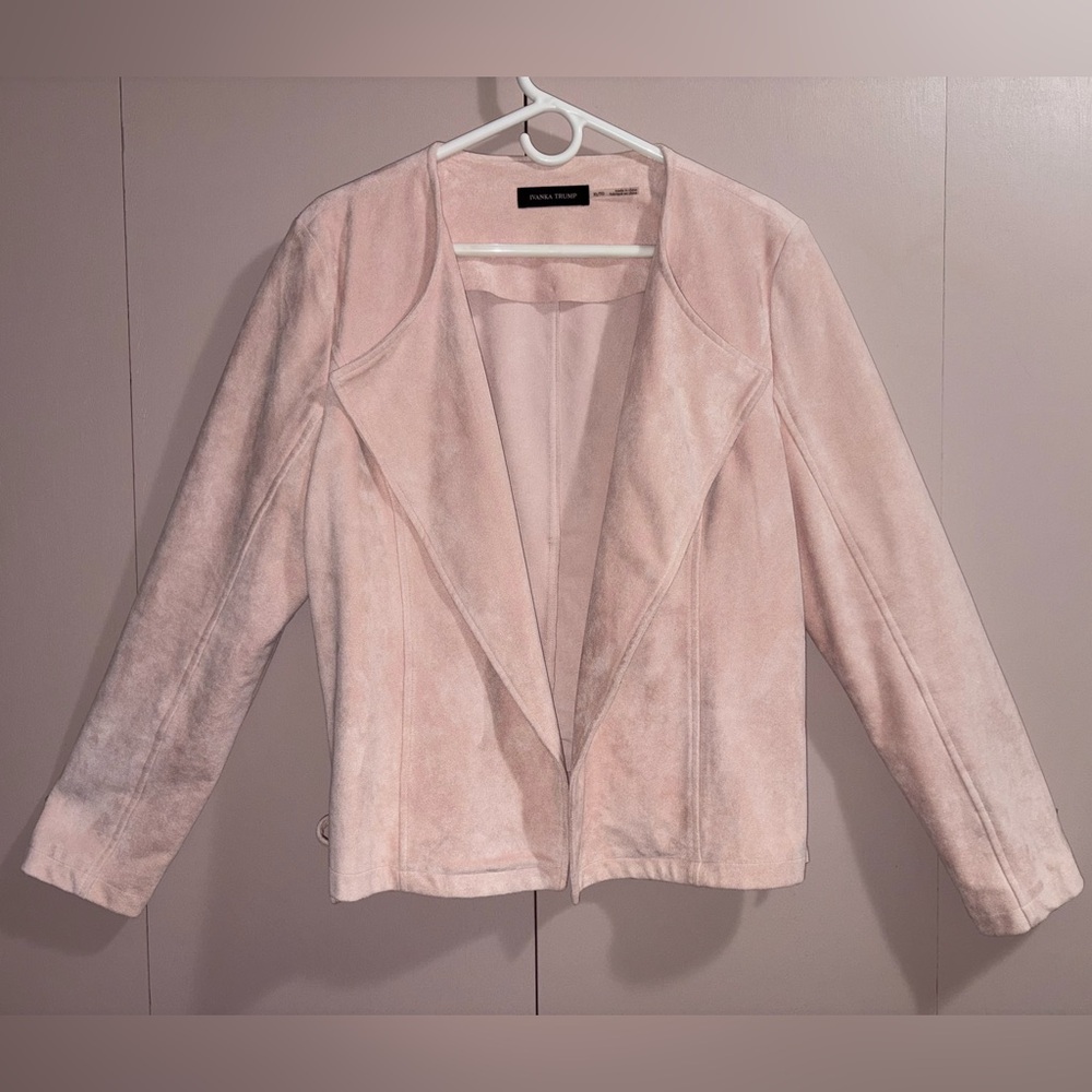 Ivanka Trump Blush Pink Blazer Jacket Faux Suede Lace Sides Ladies XL
